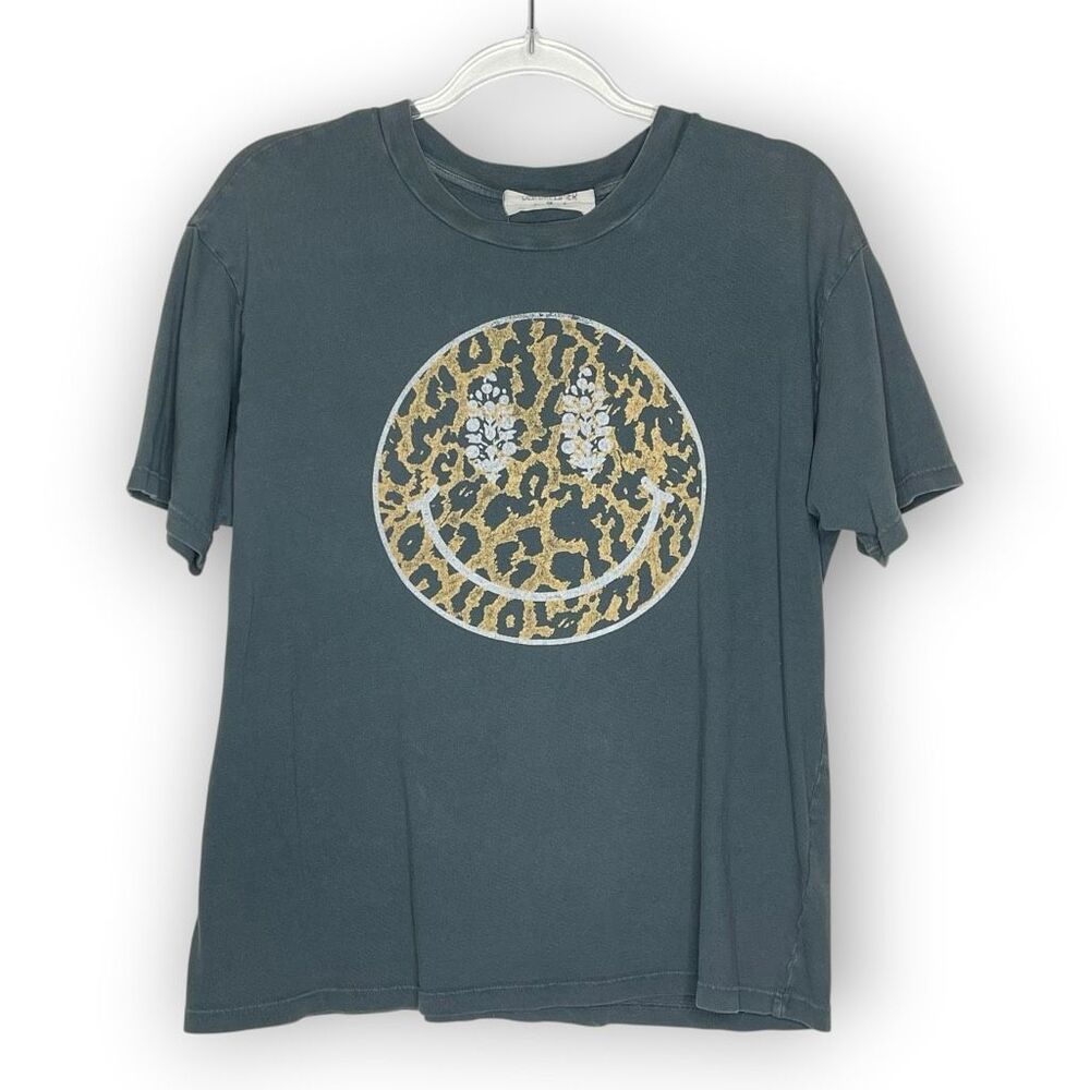 Daydreamer for Free People Leopard Buti Happy Tee Gray Tshirt Top Women’s Small